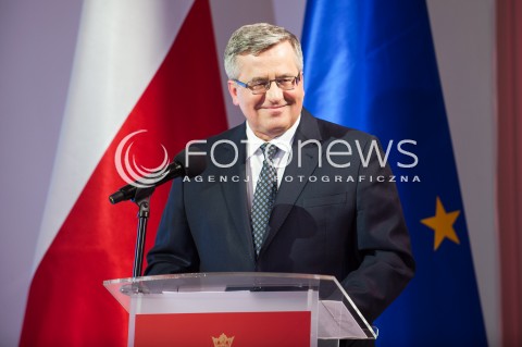  15.04.2015 WARSZAWA<br />PODSUMOWANIE 5 LAT PREZYDENTURY PREZYDENTA BRONISLAWA KOMOROWSKIEGO - LACZY NAS POLSKA<br />N/Z PREZYDENT RP BRONISLAW KOMOROWSKI<br /> 