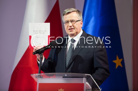  15.04.2015 WARSZAWA<br />PODSUMOWANIE 5 LAT PREZYDENTURY PREZYDENTA BRONISLAWA KOMOROWSKIEGO - LACZY NAS POLSKA<br />N/Z PREZYDENT RP BRONISLAW KOMOROWSKI<br /> 