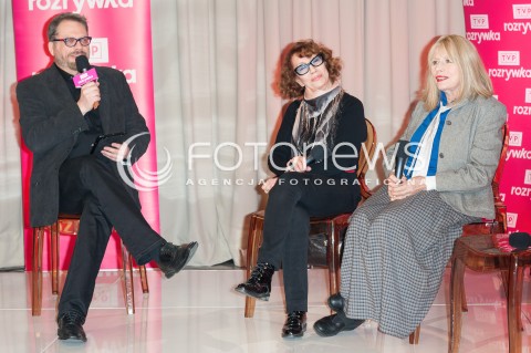  15.04.2015 WARSZAWA <br />DRUGIE URODZINY TVP ROZRYWKA<br />N/Z TOMASZ RACZEK OLGA LIPINSKA  BARBARA WRZESINSKA<br /> 