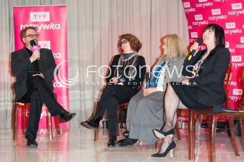  15.04.2015 WARSZAWA <br />DRUGIE URODZINY TVP ROZRYWKA<br />N/Z TOMASZ RACZEK OLGA LIPINSKA  BARBARA WRZESINSKA  HANNA SLESZYNSKA<br /> 