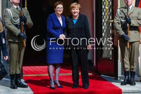  27.04.2015 WARSZAWA<br />POLSKO NIEMIECKIE KONSULTACJE MIEDZYRZADOWE<br />N/Z KANCLERZ NIEMIEC ANGELA MERKEL PREMIER EWA KOPACZ<br /> 