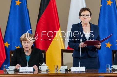  27.04.2015 WARSZAWA<br />POLSKO NIEMIECKIE KONSULTACJE MIEDZYRZADOWE<br />N/Z KANCLERZ NIEMIEC ANGELA MERKEL PREMIER EWA KOPACZ<br /> 