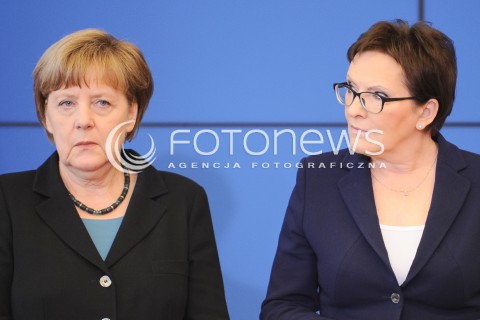  27.04.2015 WARSZAWA<br />POLSKO NIEMIECKIE KONSULTACJE MIEDZYRZADOWE<br />KONFERENCJA PRASOWA<br />N/Z KANCLERZ NIEMIEC ANGELA MERKEL PREMIER EWA KOPACZ<br /> 