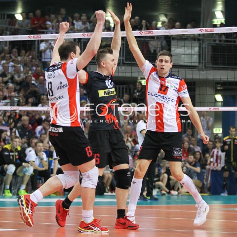 28.04.2015 RZESZOW<br />SIATKOWKA PLUSLIGA 2014/2015 MEN VOLLEYBALL POLAND POLISH PLUS LIGA LEAGUE SEASON 2014/2015 FINAL 3. MECZ<br />MECZ ASSECO RESOVIA - LOTOS TREFL GDANSK<br />N/Z NIKOLAY PENCZEV ( PENCHEV ) KRZYSZTOF IGNACZAK MARKO IVOVIC RADOSC EMOCJE <br /> 