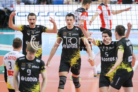  28.04.2015 RZESZOW<br />SIATKOWKA PLUSLIGA 2014/2015 MEN VOLLEYBALL POLAND POLISH PLUS LIGA LEAGUE SEASON 2014/2015 FINAL 3. MECZ<br />MECZ ASSECO RESOVIA - LOTOS TREFL GDANSK<br />N/Z MATEUSZ MIKA WOJCIECH GRZYB MARCO FALASCHI RADOSC EMOCJE <br /> 