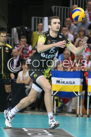  28.04.2015 RZESZOW<br />SIATKOWKA PLUSLIGA 2014/2015 MEN VOLLEYBALL POLAND POLISH PLUS LIGA LEAGUE SEASON 2014/2015 FINAL 3. MECZ<br />MECZ ASSECO RESOVIA - LOTOS TREFL GDANSK<br />N/Z MATEUSZ MIKA SYLWETKA <br /> 