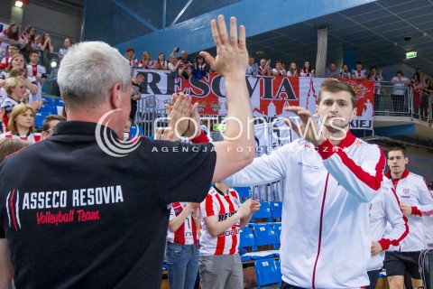  28.04.2015 RZESZOW<br />SIATKOWKA PLUSLIGA 2014/2015 MEN VOLLEYBALL POLAND POLISH PLUS LIGA LEAGUE SEASON 2014/2015 FINAL 3. MECZ<br />MECZ ASSECO RESOVIA - LOTOS TREFL GDANSK<br />N/Z PIOTR NOWAKOWSKI KIBICE<br /> 