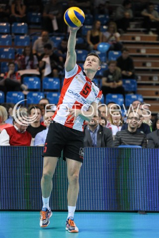  28.04.2015 RZESZOW<br />SIATKOWKA PLUSLIGA 2014/2015 MEN VOLLEYBALL POLAND POLISH PLUS LIGA LEAGUE SEASON 2014/2015 FINAL 3. MECZ<br />MECZ ASSECO RESOVIA - LOTOS TREFL GDANSK<br />N/Z LUKAS TICHACEK SYLWETKA <br /> 
