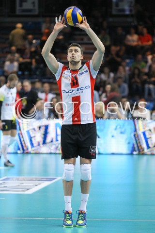  28.04.2015 RZESZOW<br />SIATKOWKA PLUSLIGA 2014/2015 MEN VOLLEYBALL POLAND POLISH PLUS LIGA LEAGUE SEASON 2014/2015 FINAL 3. MECZ<br />MECZ ASSECO RESOVIA - LOTOS TREFL GDANSK<br />N/Z FABIAN DRZYZGA SYLWETKA <br /> 
