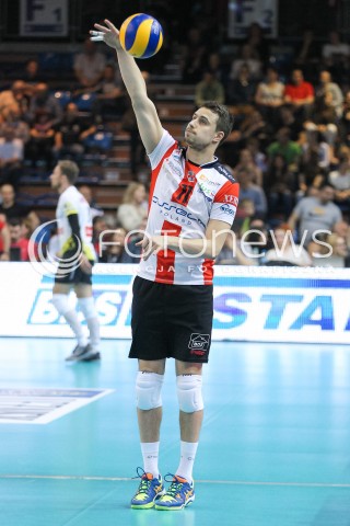  28.04.2015 RZESZOW<br />SIATKOWKA PLUSLIGA 2014/2015 MEN VOLLEYBALL POLAND POLISH PLUS LIGA LEAGUE SEASON 2014/2015 FINAL 3. MECZ<br />MECZ ASSECO RESOVIA - LOTOS TREFL GDANSK<br />N/Z FABIAN DRZYZGA SYLWETKA <br /> 