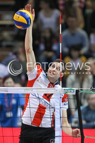 28.04.2015 RZESZOW<br />SIATKOWKA PLUSLIGA 2014/2015 MEN VOLLEYBALL POLAND POLISH PLUS LIGA LEAGUE SEASON 2014/2015 FINAL 3. MECZ<br />MECZ ASSECO RESOVIA - LOTOS TREFL GDANSK<br />N/Z NIKOLAY PENCZEV ( PENCHEV ) SYLWETKA ATAK<br /> 