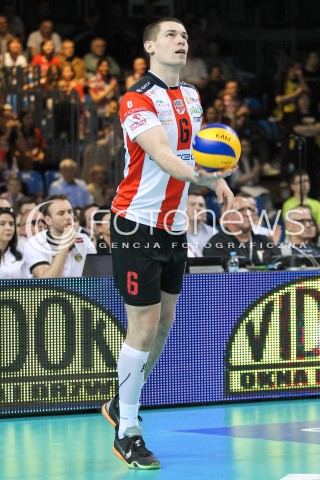  28.04.2015 RZESZOW<br />SIATKOWKA PLUSLIGA 2014/2015 MEN VOLLEYBALL POLAND POLISH PLUS LIGA LEAGUE SEASON 2014/2015 FINAL 3. MECZ<br />MECZ ASSECO RESOVIA - LOTOS TREFL GDANSK<br />N/Z DAWID KONARSKI SYLWETKA <br /> 