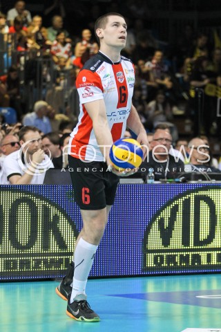  28.04.2015 RZESZOW<br />SIATKOWKA PLUSLIGA 2014/2015 MEN VOLLEYBALL POLAND POLISH PLUS LIGA LEAGUE SEASON 2014/2015 FINAL 3. MECZ<br />MECZ ASSECO RESOVIA - LOTOS TREFL GDANSK<br />N/Z DAWID KONARSKI SYLWETKA <br /> 