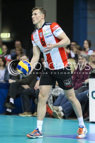  28.04.2015 RZESZOW<br />SIATKOWKA PLUSLIGA 2014/2015 MEN VOLLEYBALL POLAND POLISH PLUS LIGA LEAGUE SEASON 2014/2015 FINAL 3. MECZ<br />MECZ ASSECO RESOVIA - LOTOS TREFL GDANSK<br />N/Z LUKAS TICHACEK SYLWETKA <br /> 