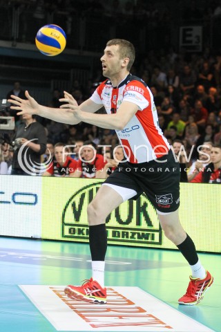  28.04.2015 RZESZOW<br />SIATKOWKA PLUSLIGA 2014/2015 MEN VOLLEYBALL POLAND POLISH PLUS LIGA LEAGUE SEASON 2014/2015 FINAL 3. MECZ<br />MECZ ASSECO RESOVIA - LOTOS TREFL GDANSK<br />N/Z LUKASZ PERLOWSKI SYLWETKA <br /> 