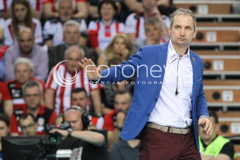  28.04.2015 RZESZOW<br />SIATKOWKA PLUSLIGA 2014/2015 MEN VOLLEYBALL POLAND POLISH PLUS LIGA LEAGUE SEASON 2014/2015 FINAL 3. MECZ<br />MECZ ASSECO RESOVIA - LOTOS TREFL GDANSK<br />N/Z ANDRZEJ KOWAL - TRENER ( HEAD COACH ) SYLWETKA <br /> 