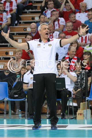  28.04.2015 RZESZOW<br />SIATKOWKA PLUSLIGA 2014/2015 MEN VOLLEYBALL POLAND POLISH PLUS LIGA LEAGUE SEASON 2014/2015 FINAL 3. MECZ<br />MECZ ASSECO RESOVIA - LOTOS TREFL GDANSK<br />N/Z ANDREA ANASTASI - I TRENER ( HEAD COACH ) RADOSC EMOCJE SYLWETKA <br /> 