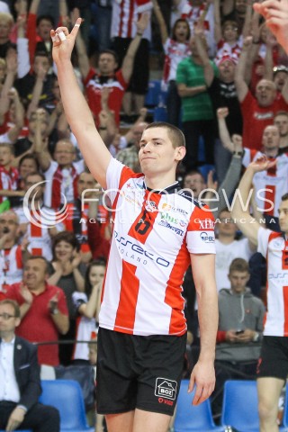  28.04.2015 RZESZOW<br />SIATKOWKA PLUSLIGA 2014/2015 MEN VOLLEYBALL POLAND POLISH PLUS LIGA LEAGUE SEASON 2014/2015 FINAL 3. MECZ<br />MECZ ASSECO RESOVIA - LOTOS TREFL GDANSK<br />N/Z DAWID KONARSKI SYLWETKA <br /> 