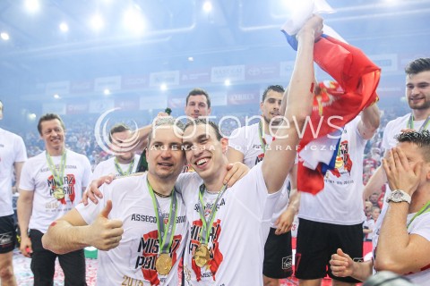  28.04.2015 RZESZOW<br />SIATKOWKA PLUSLIGA 2014/2015 MEN VOLLEYBALL POLAND POLISH PLUS LIGA LEAGUE SEASON 2014/2015 FINAL 3. MECZ<br />MECZ ASSECO RESOVIA - LOTOS TREFL GDANSK<br />N/Z MARKO IVOVIC ANDRZEJ KOWAL - TRENER ( HEAD COACH ) MISTRZ POLSKI 2015 ZWYCIEZCA PLUSLIGI RADOSC WYGRANA ZWYCIESTWO EMOCJE <br /> 