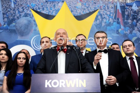  10.05.2014 WARSZAWA<br />WIECZOR WYBORCZY JANUSZA KORWINA MIKKE W WARSZAWIE<br />N/Z JANUSZ KORWIN MIKKE PRZEMYSLAW WIPLER<br /> 