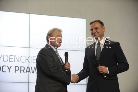  13.05.2015 WARSZAWA <br />KONFERENCJA ANDRZEJA DUDY W WARSZAWIE<br />N/Z ANDRZEJ DUDA JANUSZ WOJCIECHOWSKI<br /> 