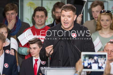  14.05.2015 LODZ<br />PREZENTACJA NOWEGO HASLA WYBORCZEGO PREZYDENTA BRONISLAWA KOMOROWSKIEGO<br />N/Z TOMASZ KAROLAK<br /> 