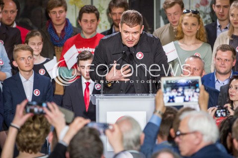  14.05.2015 LODZ<br />PREZENTACJA NOWEGO HASLA WYBORCZEGO PREZYDENTA BRONISLAWA KOMOROWSKIEGO<br />N/Z TOMASZ KAROLAK<br /> 