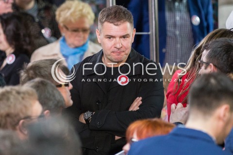  14.05.2015 LODZ<br />PREZENTACJA NOWEGO HASLA WYBORCZEGO PREZYDENTA BRONISLAWA KOMOROWSKIEGO<br />N/Z TOMASZ KAROLAK<br /> 