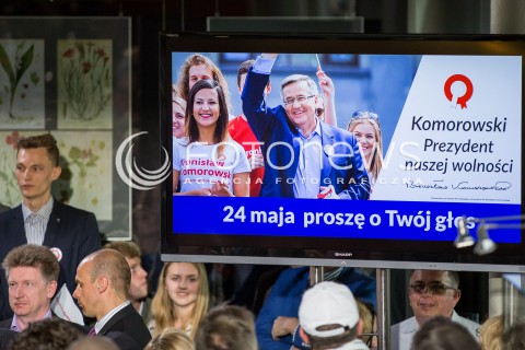  14.05.2015 LODZ<br />PREZENTACJA NOWEGO HASLA WYBORCZEGO PREZYDENTA BRONISLAWA KOMOROWSKIEGO<br />N/Z PREZENTACJA HASLA<br /> 