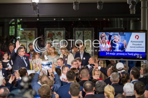  14.05.2015 LODZ<br />PREZENTACJA NOWEGO HASLA WYBORCZEGO PREZYDENTA BRONISLAWA KOMOROWSKIEGO<br />N/Z PREZENTACJA HASLA<br /> 