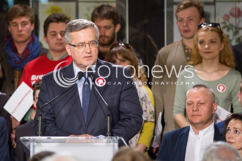 14.05.2015 LODZ<br />PREZENTACJA NOWEGO HASLA WYBORCZEGO PREZYDENTA BRONISLAWA KOMOROWSKIEGO<br />N/Z PREZYDENT BRONISLAW KOMOROWSKI<br /> 