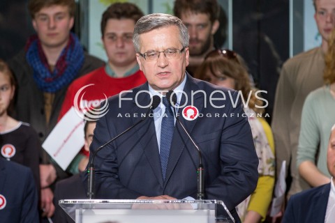  14.05.2015 LODZ<br />PREZENTACJA NOWEGO HASLA WYBORCZEGO PREZYDENTA BRONISLAWA KOMOROWSKIEGO<br />N/Z PREZYDENT BRONISLAW KOMOROWSKI<br /> 