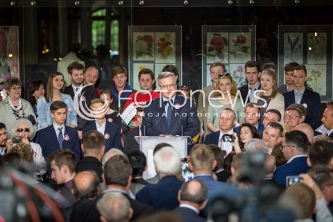  14.05.2015 LODZ<br />PREZENTACJA NOWEGO HASLA WYBORCZEGO PREZYDENTA BRONISLAWA KOMOROWSKIEGO<br />N/Z PREZYDENT BRONISLAW KOMOROWSKI<br /> 