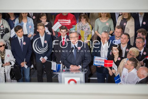  14.05.2015 LODZ<br />PREZENTACJA NOWEGO HASLA WYBORCZEGO PREZYDENTA BRONISLAWA KOMOROWSKIEGO<br />N/Z PREZYDENT BRONISLAW KOMOROWSKI<br /> 