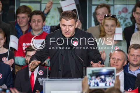  14.05.2015 LODZ<br />PREZENTACJA NOWEGO HASLA WYBORCZEGO PREZYDENTA BRONISLAWA KOMOROWSKIEGO<br />N/Z TOMASZ KAROLAK<br /> 