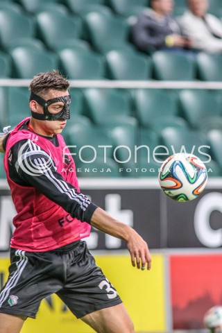  20.05.2015 WARSZAWA PILKA NOZNA<br />FOOTBALL POLISH T MOBILE EKSTRAKLASA STADION LEGII<br />MECZ LEGIA WARSZAWA - JAGIELLONIA BIALYSTOK<br />N/Z MICHAL ZYRO W MASCE , MASKA OCHRONNA<br /> 