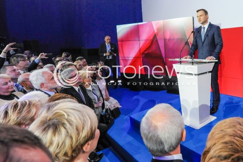  24.05.2015 WARSZAWA<br />WIECZOR WYBORCZY ANDRZEJA DUDY W REDUCIE BANKU POLSKIEGO W WARSZAWIE<br />N/Z ANDRZEJ DUDA - PREZYDENT ELEKT<br /> 