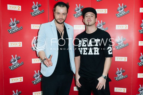  03.06.2015 WARSZAWA TVP2<br />SPOTKANIE Z TRENERAMI VI EDYCJI THE VOICE OF POLAND<br />N/Z TOMSON I BARON<br /> 