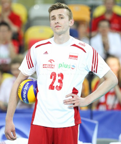  05.06.2015 CZESTOCHOWA<br />SIATKOWKA MEZCZYZN LIGA SWIATOWA 2015 <br />FIVB VOLLEYBALL WORLD LEAGUE 2015 <br />MECZ POLSKA - IRAN ( POLAND - IRAN ) <br />N/Z MATEUSZ BIENIEK SYLWETKA <br /> 