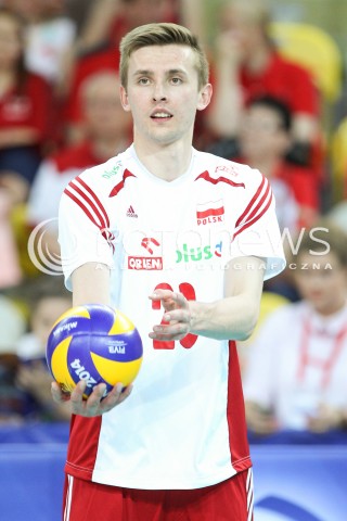  05.06.2015 CZESTOCHOWA<br />SIATKOWKA MEZCZYZN LIGA SWIATOWA 2015 <br />FIVB VOLLEYBALL WORLD LEAGUE 2015 <br />MECZ POLSKA - IRAN ( POLAND - IRAN ) <br />N/Z MATEUSZ BIENIEK SYLWETKA <br /> 