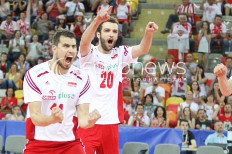  05.06.2015 CZESTOCHOWA<br />SIATKOWKA MEZCZYZN LIGA SWIATOWA 2015 <br />FIVB VOLLEYBALL WORLD LEAGUE 2015 <br />MECZ POLSKA - IRAN ( POLAND - IRAN ) <br />N/Z FABIAN DRZYZGA MATEUSZ MIKA RADOSC EMOCJE <br /> 