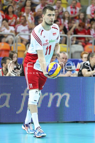  05.06.2015 CZESTOCHOWA<br />SIATKOWKA MEZCZYZN LIGA SWIATOWA 2015 <br />FIVB VOLLEYBALL WORLD LEAGUE 2015 <br />MECZ POLSKA - IRAN ( POLAND - IRAN ) <br />N/Z FABIAN DRZYZGA SYLWETKA <br /> 