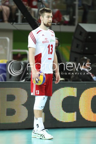  05.06.2015 CZESTOCHOWA<br />SIATKOWKA MEZCZYZN LIGA SWIATOWA 2015 <br />FIVB VOLLEYBALL WORLD LEAGUE 2015 <br />MECZ POLSKA - IRAN ( POLAND - IRAN ) <br />N/Z MICHAL KUBIAK SYLWETKA <br /> 