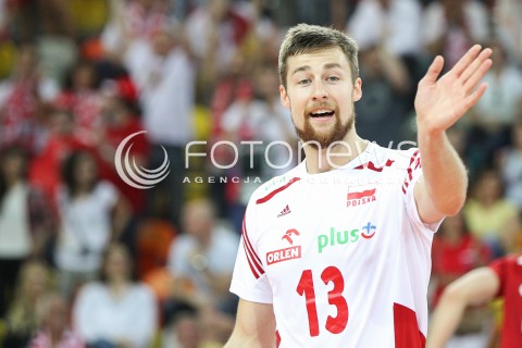  05.06.2015 CZESTOCHOWA<br />SIATKOWKA MEZCZYZN LIGA SWIATOWA 2015 <br />FIVB VOLLEYBALL WORLD LEAGUE 2015 <br />MECZ POLSKA - IRAN ( POLAND - IRAN ) <br />N/Z MICHAL KUBIAK SYLWETKA <br /> 