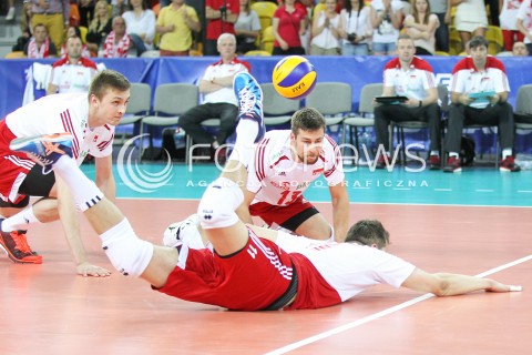  05.06.2015 CZESTOCHOWA<br />SIATKOWKA MEZCZYZN LIGA SWIATOWA 2015 <br />FIVB VOLLEYBALL WORLD LEAGUE 2015 <br />MECZ POLSKA - IRAN ( POLAND - IRAN ) <br />N/Z MATEUSZ BIENIEK MICHAL KUBIAK FABIAN DRZYZGA <br /> 