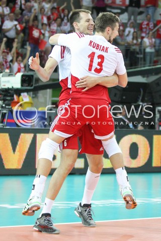  05.06.2015 CZESTOCHOWA<br />SIATKOWKA MEZCZYZN LIGA SWIATOWA 2015 <br />FIVB VOLLEYBALL WORLD LEAGUE 2015 <br />MECZ POLSKA - IRAN ( POLAND - IRAN ) <br />N/Z BARTOSZ KUREK MICHAL KUBIAK RADOSC EMOCJE <br /> 