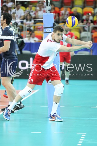 05.06.2015 CZESTOCHOWA<br />SIATKOWKA MEZCZYZN LIGA SWIATOWA 2015 <br />FIVB VOLLEYBALL WORLD LEAGUE 2015 <br />MECZ POLSKA - IRAN ( POLAND - IRAN ) <br />N/Z FABIAN DRZYZGA SYLWETKA <br /> 