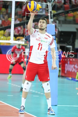  05.06.2015 CZESTOCHOWA<br />SIATKOWKA MEZCZYZN LIGA SWIATOWA 2015 <br />FIVB VOLLEYBALL WORLD LEAGUE 2015 <br />MECZ POLSKA - IRAN ( POLAND - IRAN ) <br />N/Z FABIAN DRZYZGA SYLWETKA <br /> 