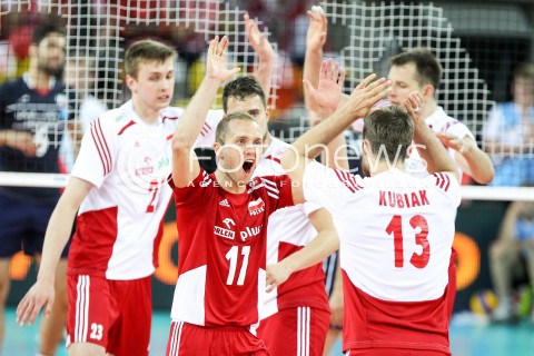 05.06.2015 CZESTOCHOWA<br />SIATKOWKA MEZCZYZN LIGA SWIATOWA 2015 <br />FIVB VOLLEYBALL WORLD LEAGUE 2015 <br />MECZ POLSKA - IRAN ( POLAND - IRAN ) <br />N/Z PAWEL ZATORSKI MATEUSZ BIENIEK RADOSC EMOCJE <br /> 