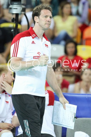  05.06.2015 CZESTOCHOWA<br />SIATKOWKA MEZCZYZN LIGA SWIATOWA 2015 <br />FIVB VOLLEYBALL WORLD LEAGUE 2015 <br />MECZ POLSKA - IRAN ( POLAND - IRAN ) <br />N/Z STEPHANE ANTIGA TRENER ( HEAD COACH ) RADOSC EMOCJE SSYLWETKA <br /> 